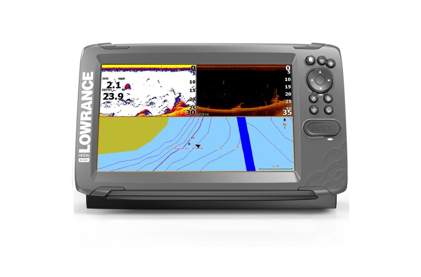 LOWRANCE HOOK2 9 Fishfinder Chartplotter Combo No Transducer 000   Lowrance HOOK2 9 SplitShot HDI Product Front Facing Renders 8 17 20799          Wi850he560moletterboxbgwhite 